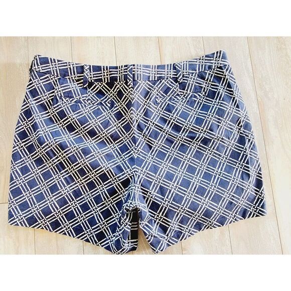 Lands' End 20W Blue White Shorts‎ Women's Beach Preppy Pockets Stretch - Picture 2 of 6